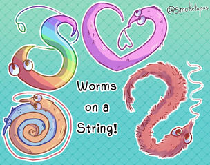 Worm On a String Sticker Designs